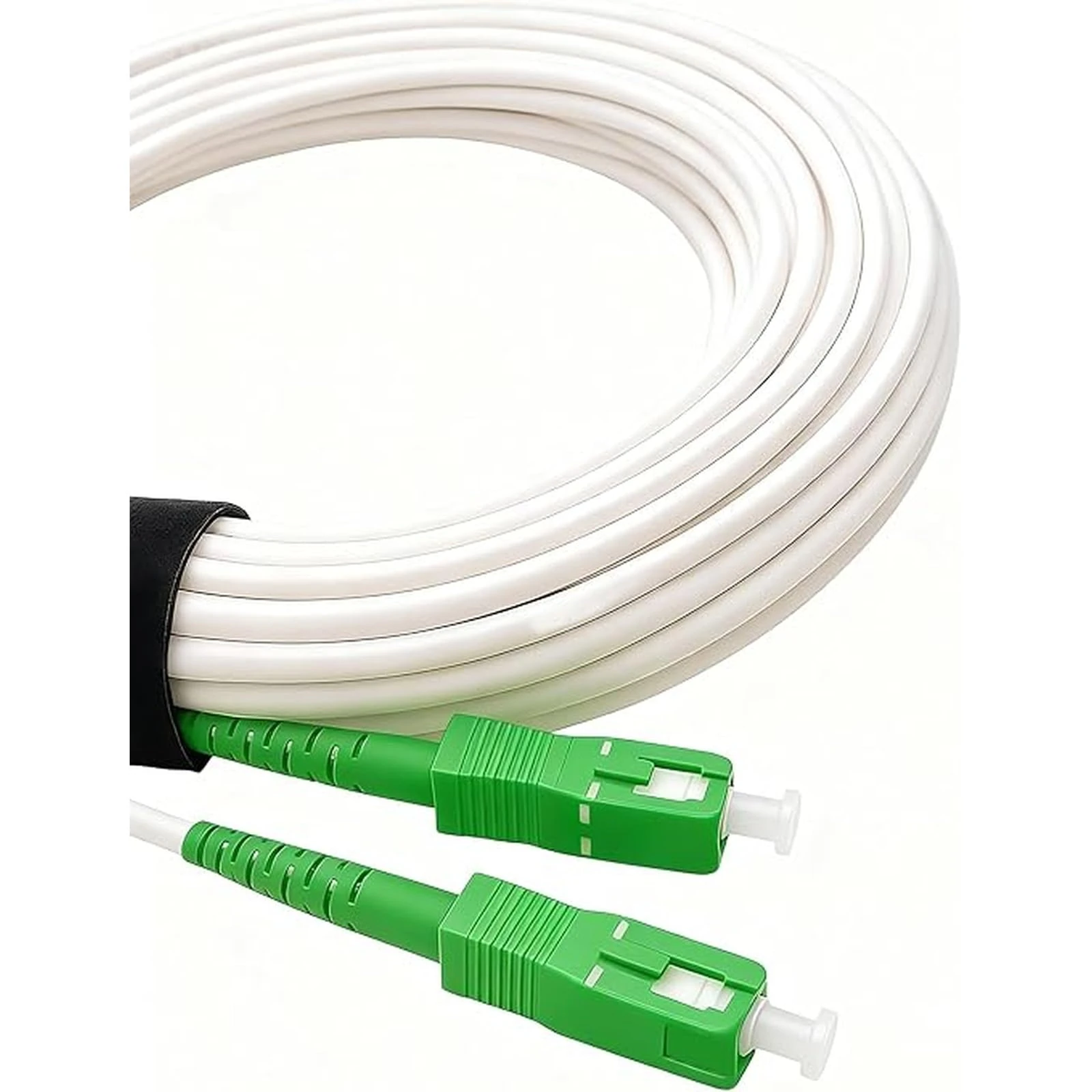 Elfcam® - Fiber Optic Cable SC/APC to SC/APC Simplex Singlemode 9/125μm, Compatible with FTTH Cables, White (10M)