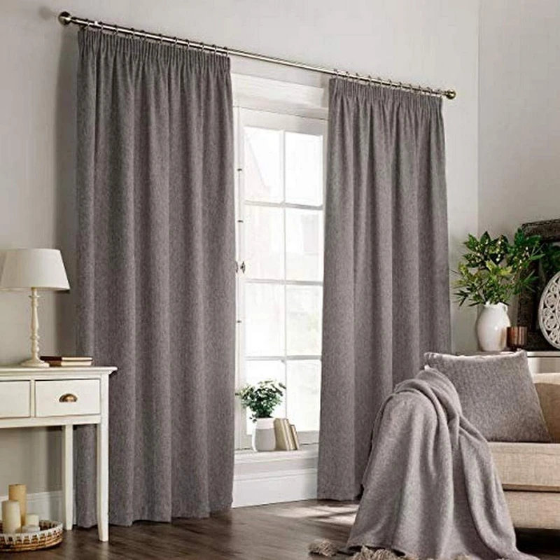 Furn Harrison Ringtop Eyelet Curtains (Pair) -Ready Made-Polyester-Grey-229cm x 137cm, Polyester, Grey, 229 x 137cm (90" x 54" inches)