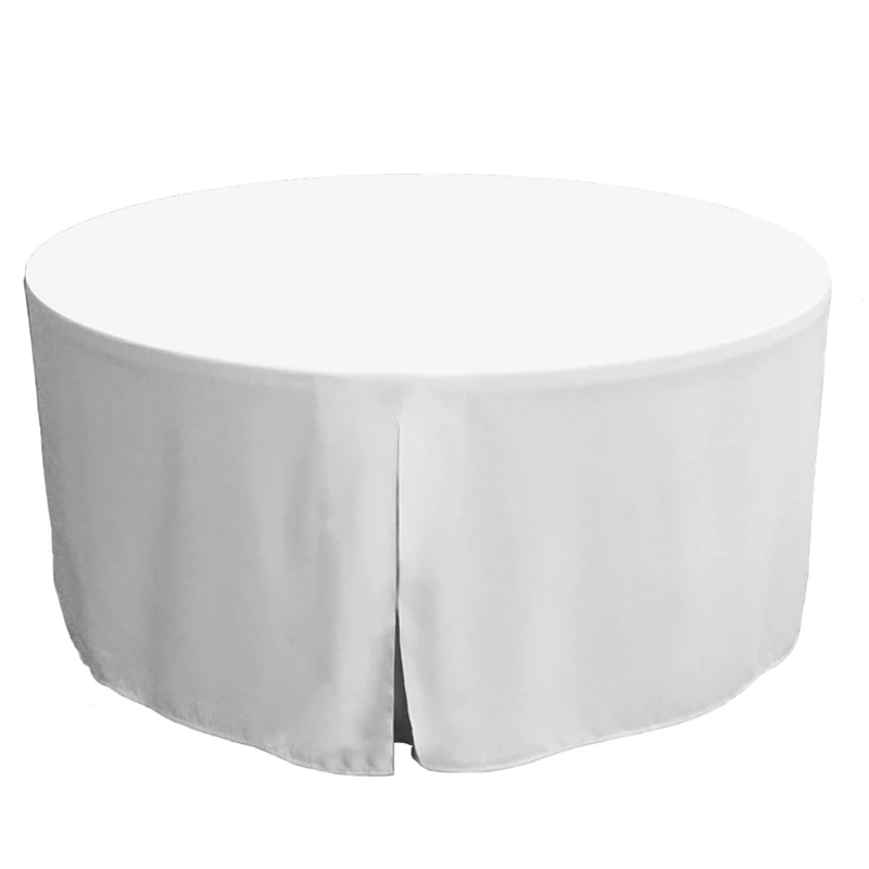 Tablevogue Buffet Table, Parties, Holiday Dinner & More, 100% Polyester, White, 60" (Round) - Image 1