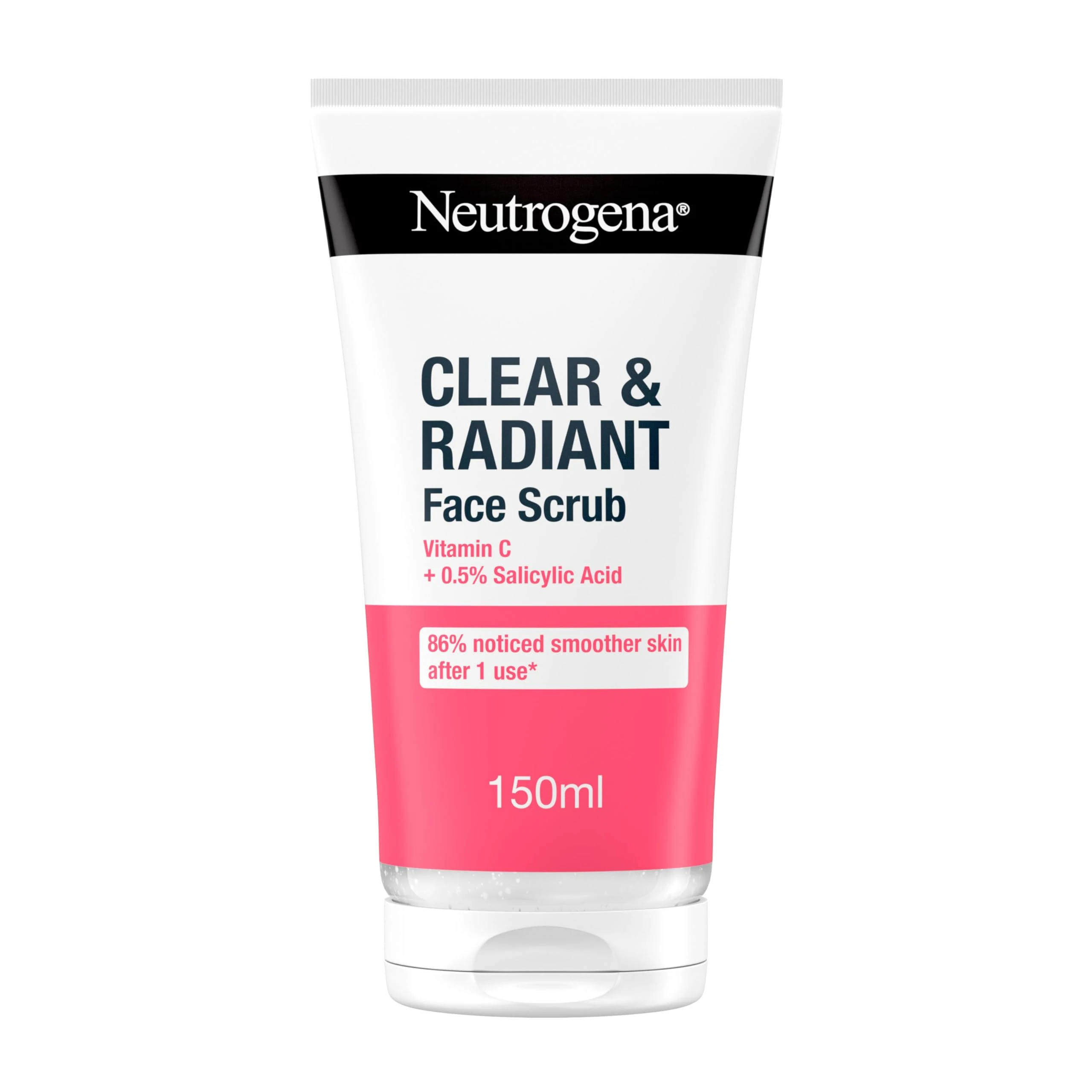 Neutrogena Clear & Radiant Face Scrub (1x 150ml), Purifying & Brightening Oil-Free Daily Exfoliator with Vitamin C and 0.5% Salicylic Acid, Suitable for Blemish-Prone for Clearer Radiant Complexion