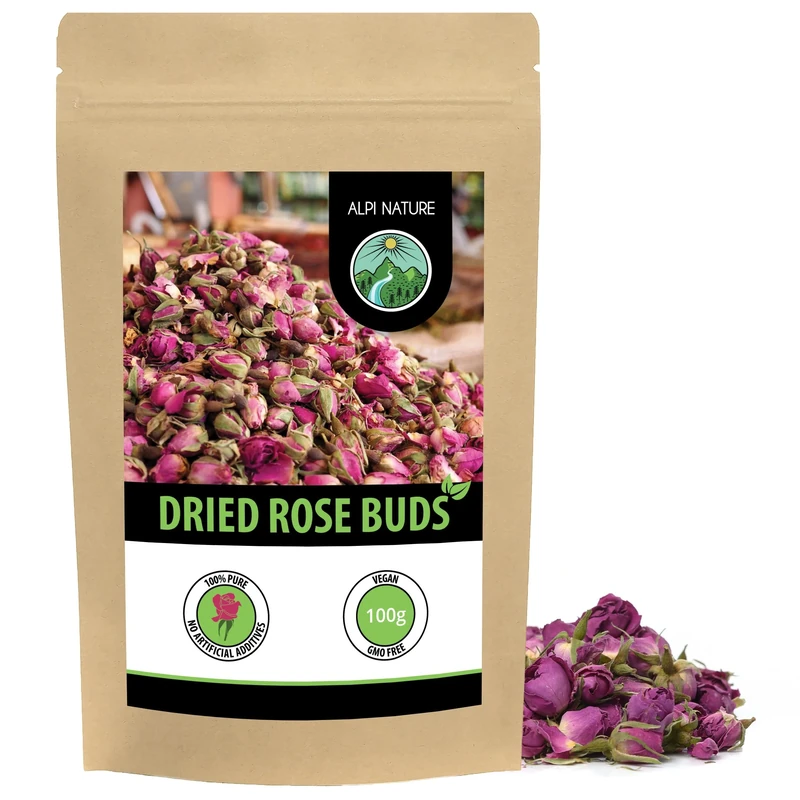 Alpi Nature Rose Tea 100g 3.5 oz, Dried Whole Rose Buds for Flower Tea and Herbal Infusions