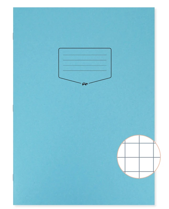 Silvine Tough Shell A4+ Exercise Book, 80 Pages 10mm Squares, Blue Laminated Cover [Pack of 50]