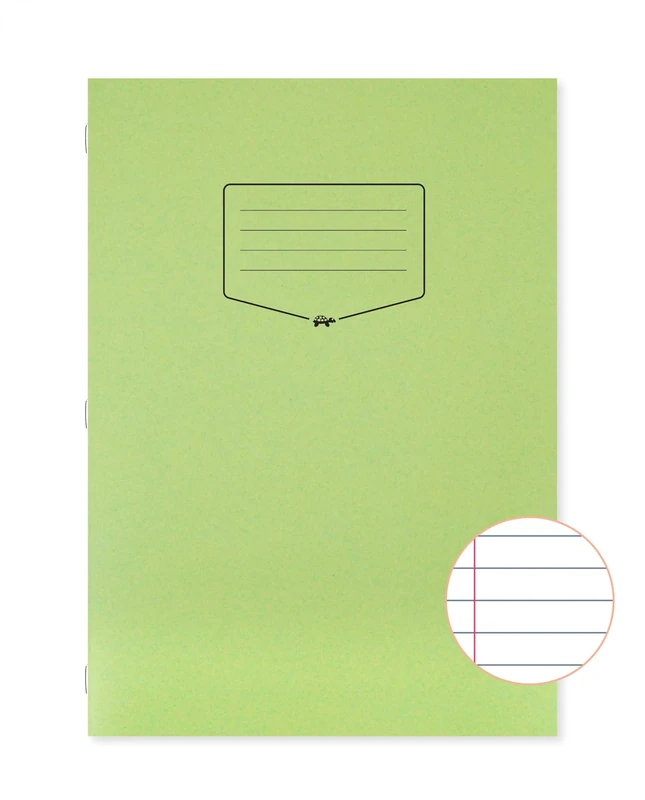 Silvine Tough Shell A4 Exercise Book, 80 Pages 8mm Feint & Margin, Green Laminated Cover [Pack of 50]