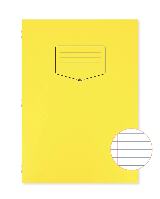 Silvine Tough Shell A4 Exercise Book, 80 Pages 8mm Feint & Margin. Yellow Laminated Cover [Pack of 50]