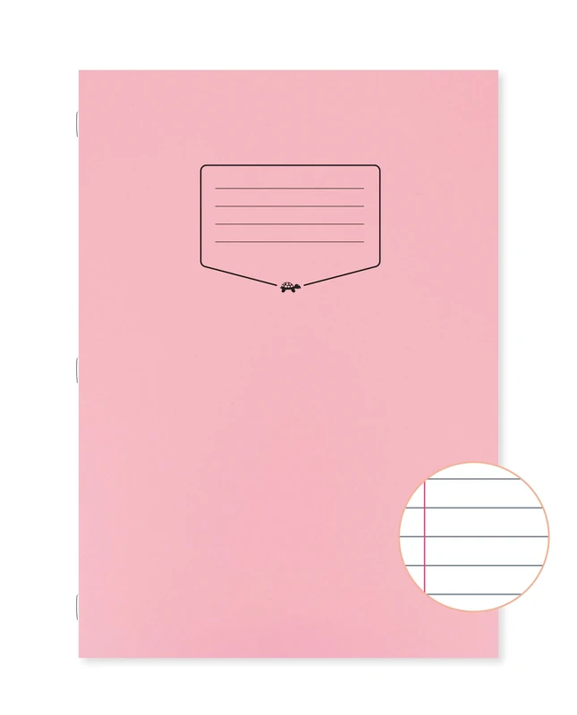 Silvine Tough Shell A4 Exercise Book, 80 Pages 8mm Feint & Margin, Pink Laminated Cover [Pack of 50]