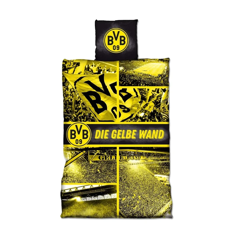 Borussia Dortmund, Bed linen GELBE WAND, black-yellow, 155x220