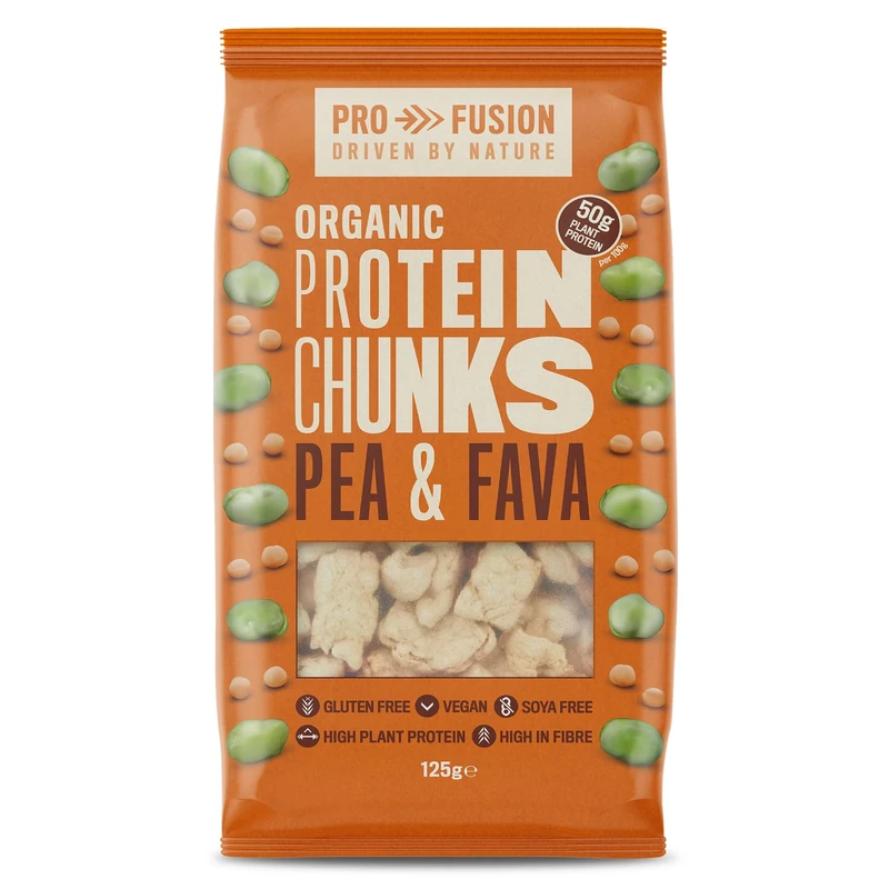 Profusion Organic Vegan Pea and Fava Protein Chunks, 125g - High Protein & Gluten-Free - Soya-Free Meat Substitute