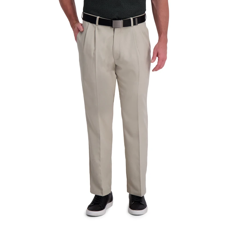 Haggar Men's Cool Right Performance Flex Classic Fit Pleat Front Pant-reg. and Big & Tall Casual, String, 36W x 31L