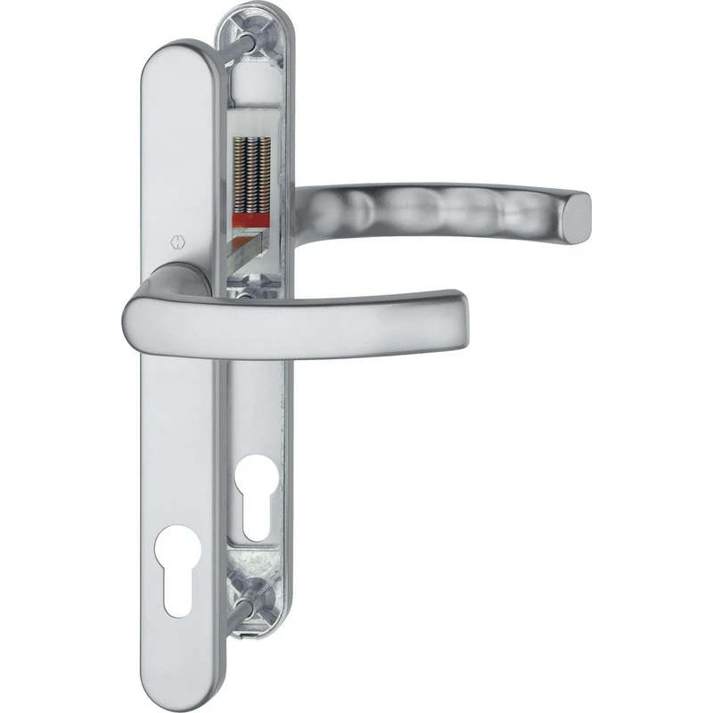 HOPPE CORK handle — on a narrow plate, door thickness 72-82, Silver