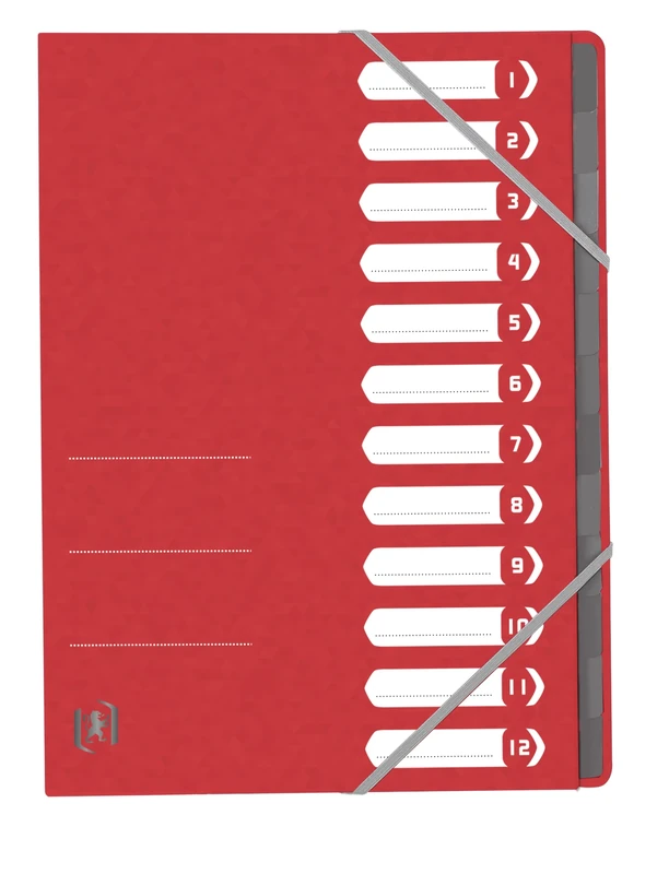 Oxford 12 x A4 Top File+ 12 Pockets Cardboard Folder - Red