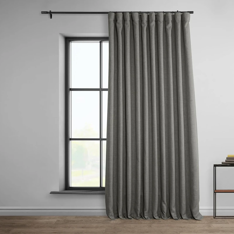 HPD Half Price Drapes BOCH-LN185-P Faux Darkening Curtains-108 Inches Long Extra Wide Luxury Linen Curtains for Bedroom & Living Room (1 Panel), 100W x 108L, Blazer Grey