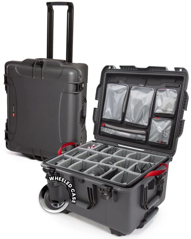 Wheeled Series 960 Lightweight NK-7 Resin Waterproof Hard Case with Padded Dividers and Lid Organizer, Graphite