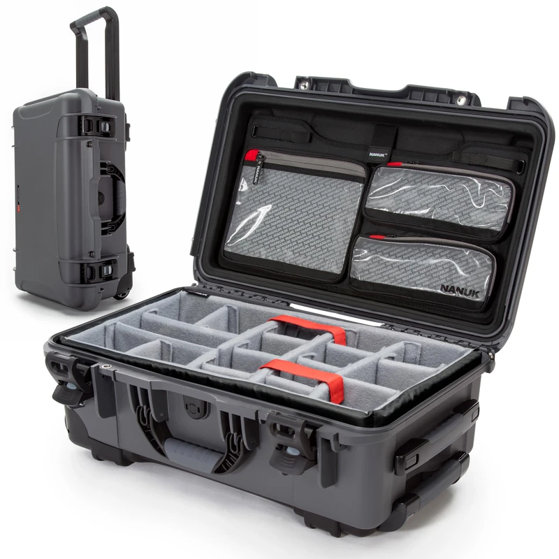 NANUK 935 Pro Photo Kit - Waterproof Hard Case for Camera, with Padded Dividers and Wheels, 56 x 36 x 23 cm - Dustproof and Shockproof, Cabin Luggage (Graphite)