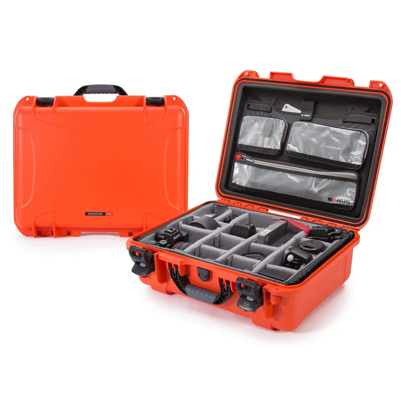 Nanuk 930 Waterproof Hard Case with Lid Organizer and Padded Divider - Orange (930-6003)