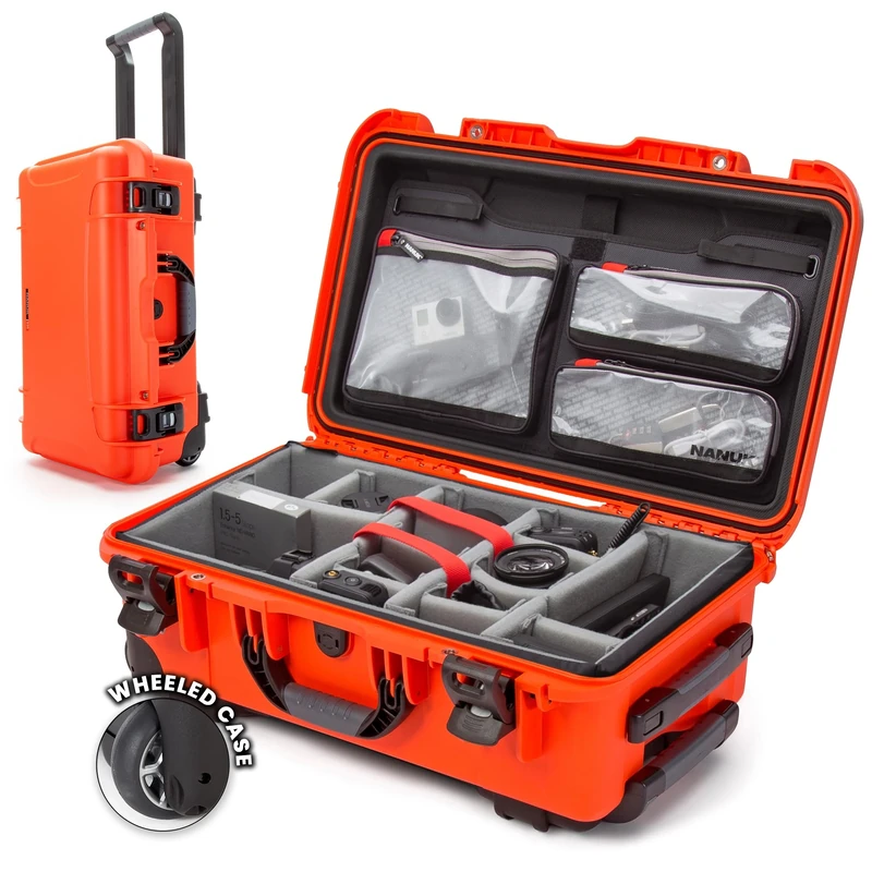 NANUK 935 Pro Photo Kit - Waterproof Hard Case for Camera, with Padded Dividers and Wheels, 56 x 36 x 23 cm - Dustproof and Shockproof, Cabin Luggage - Orange