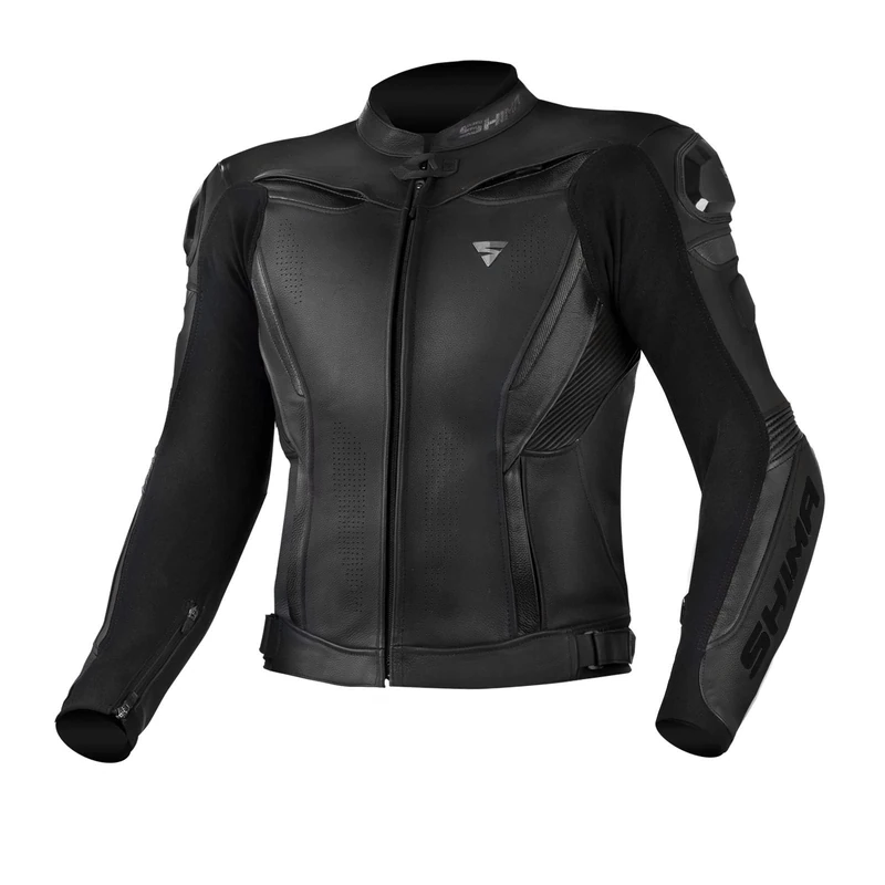SHIMA CHASE Motorcycle Jacket for Men | Leather Biker Summer Riding Jacket Sport Ventilated with Shoulder Sliders, CE Back, Shoulder, Elbow Armor Pads, Reinforced Double Seams (Black, 56)