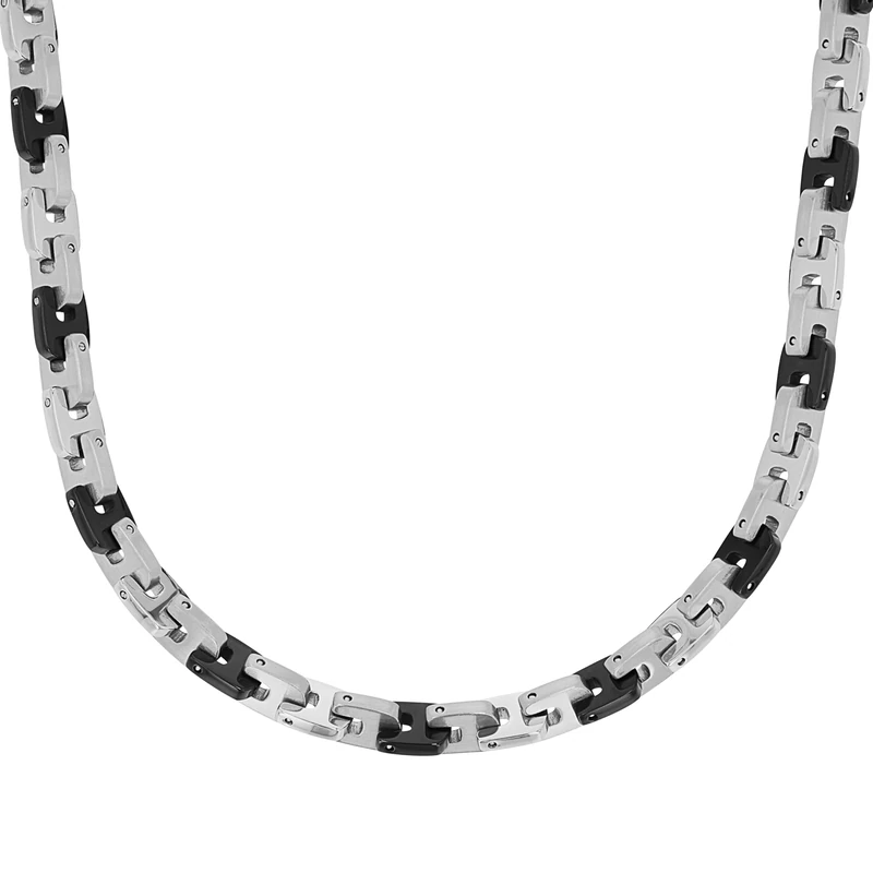 s.Oliver Necklace Men Sets, 48+2,5 cm, Black, Comes in jewelry gift box, 2026008