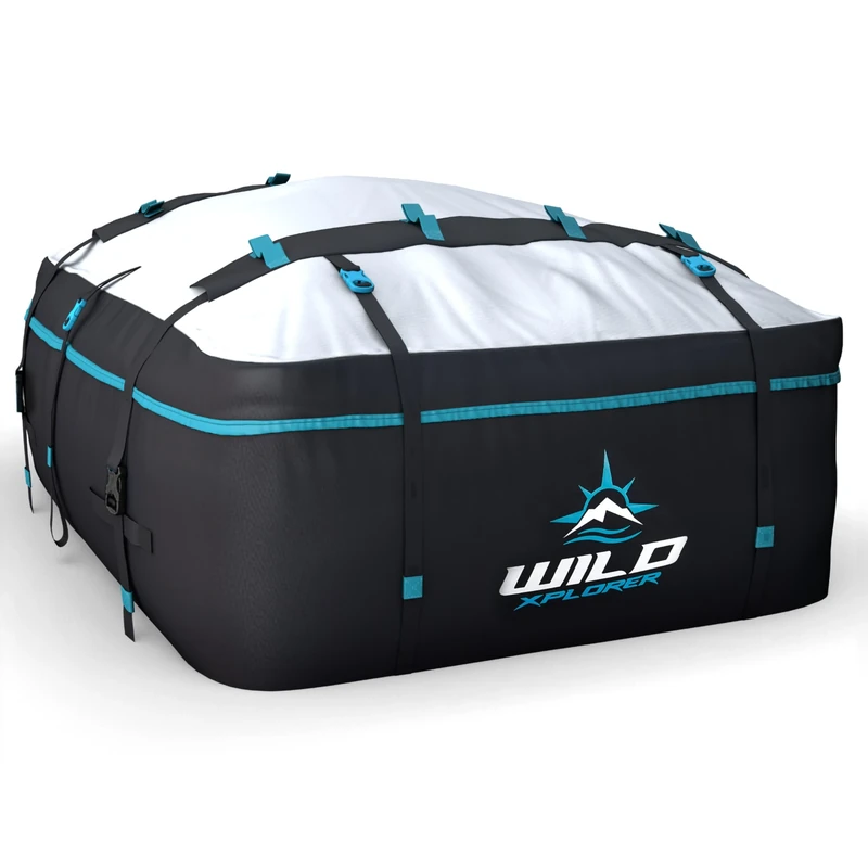 XXL Car Top Carrier: 6 Suitcase Universal Cargo Bag - Waterproof, No Roof Rack - SUV Luggage Rack - 6 Hooks, Mat, Storage