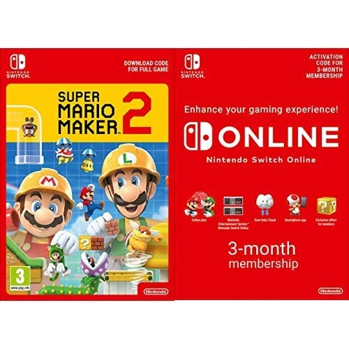 Super Mario Maker 2 [Switch Download Code] + Switch Online 3 Months [Download Code]