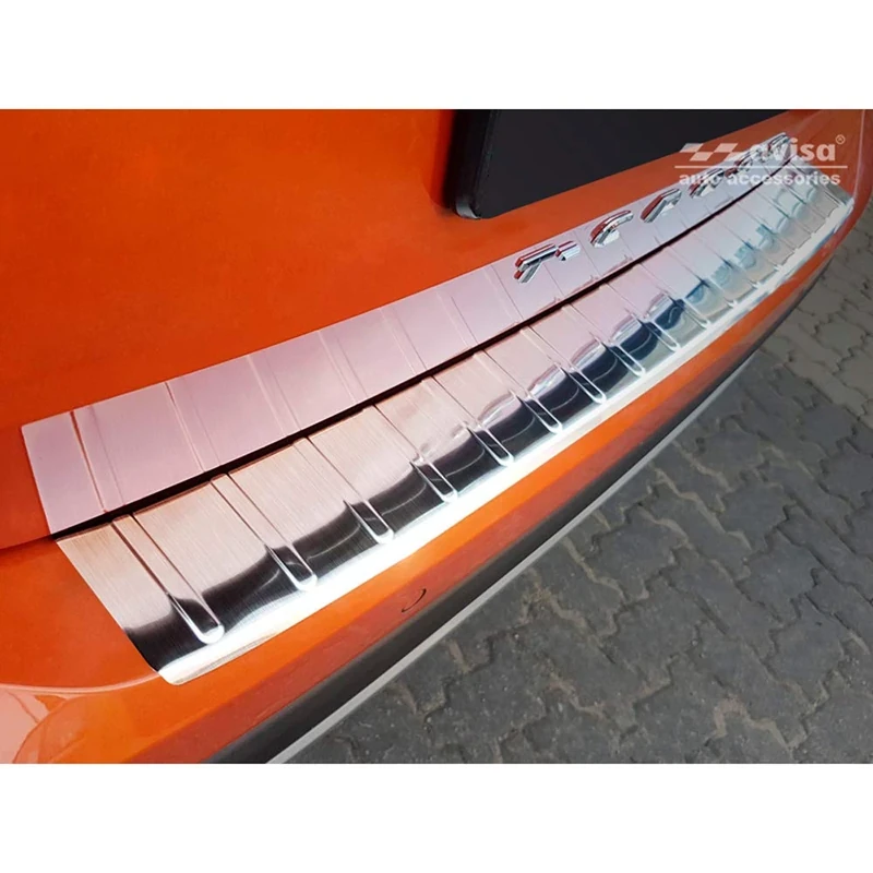 Avisa Stainless steel rear sill protector compatible with Volkswagen T-Cross 2019-2024 & FL 2024- 'Ribs'