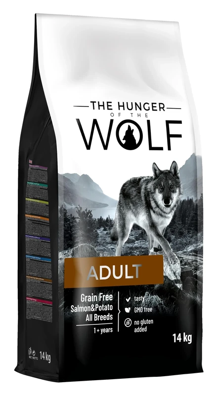The Hunger of the Wolf Dry Dog Food - For All Breeds and Allergic Dogs, Delicate Grain Free Formula with Salmon and Potatoes, Adult - 14 kg