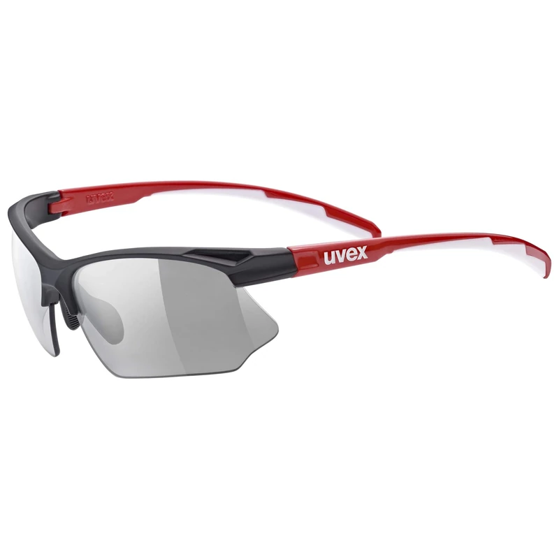 uvex Sportstyle 802 V - Sports Sunglasses for Men and Women - Self-Tinting Lenses - Anti-Fog Technology - Black Red/Smoke - One Size