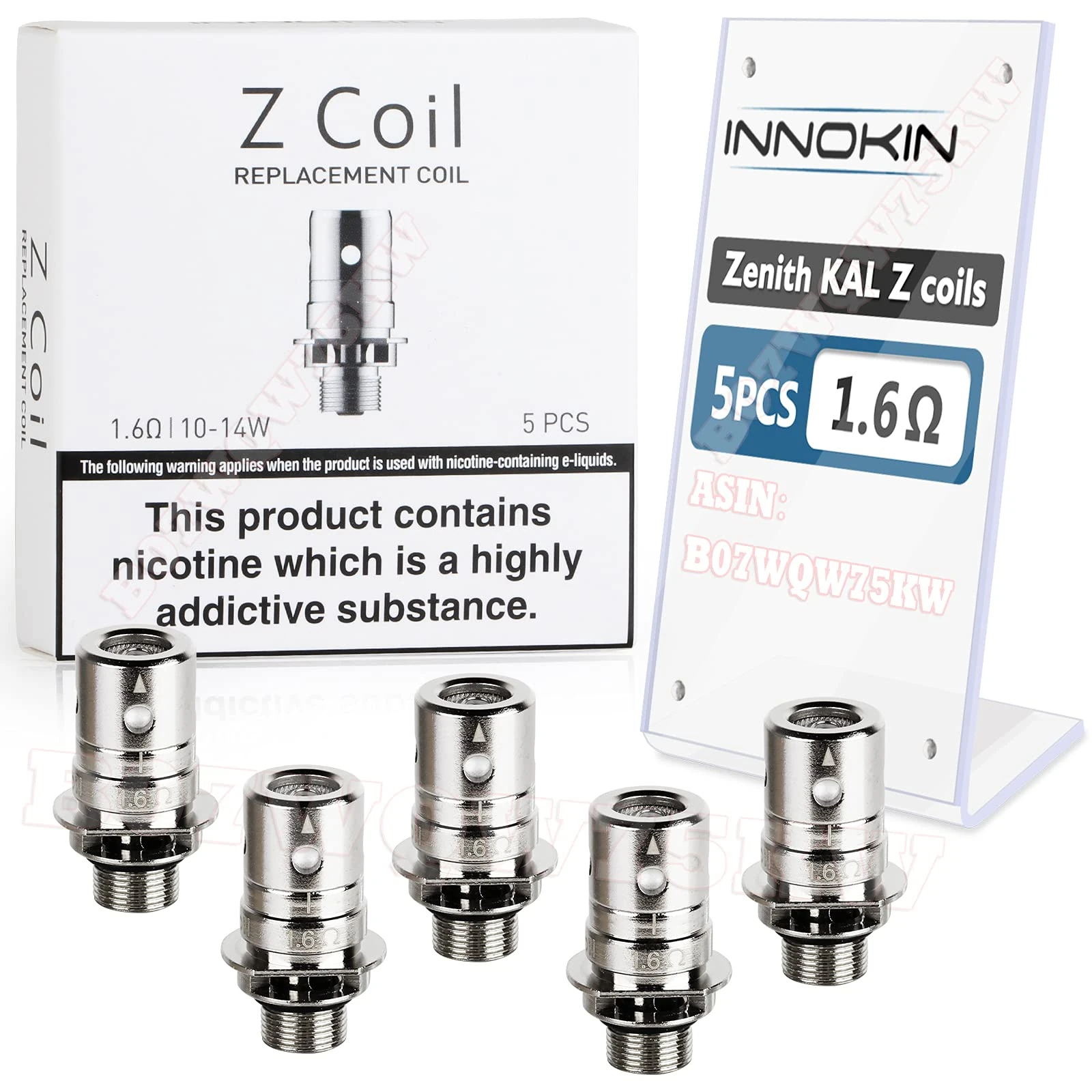 Innokin Zenith Z Coils, KAL 1.6ohm, Works with All Zenith Tanks, Adept Zlide, CoolFire Mini Zenith D22, Pack of 5, No Nicotine