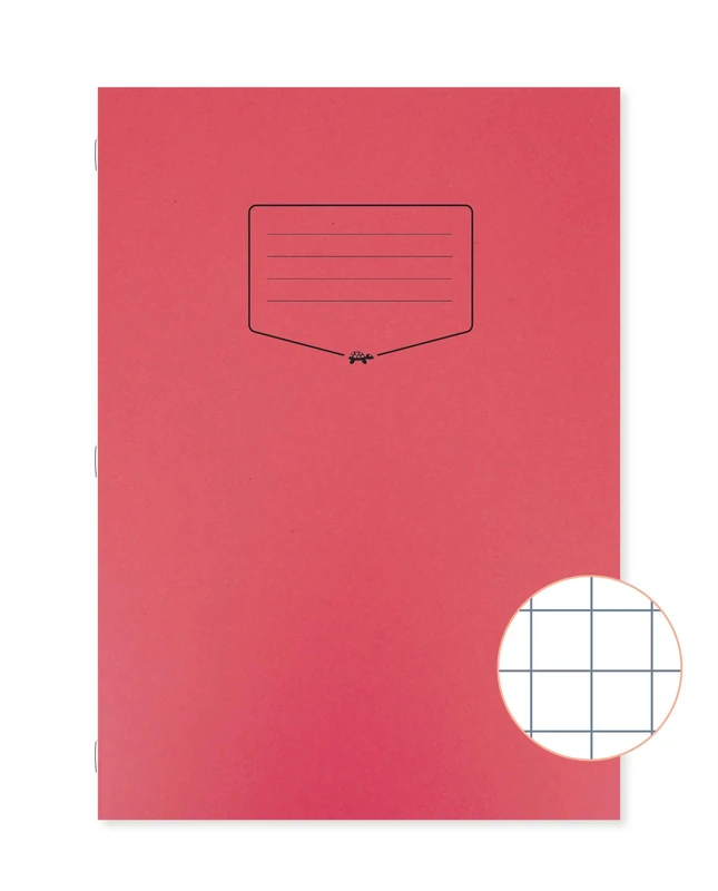 Silvine Tough Shell A4 Exercise Book, 80 Pages 10mm Squares, Red Laminated Cover [Pack of 50] EX146
