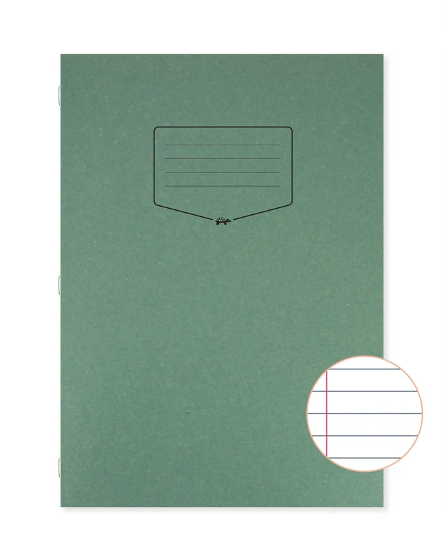 Silvine Tough Shell A4 Exercise Book, 80 Pages 8mm Feint & Margin, Dark Green Laminated Cover [Pack of 50]