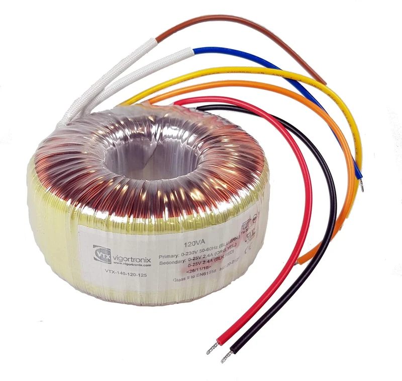 VIGORTRONIX 625 VA Mains Toroidal Transformer 2 x 115 V : 2 x 25 V VTX-146-625-225