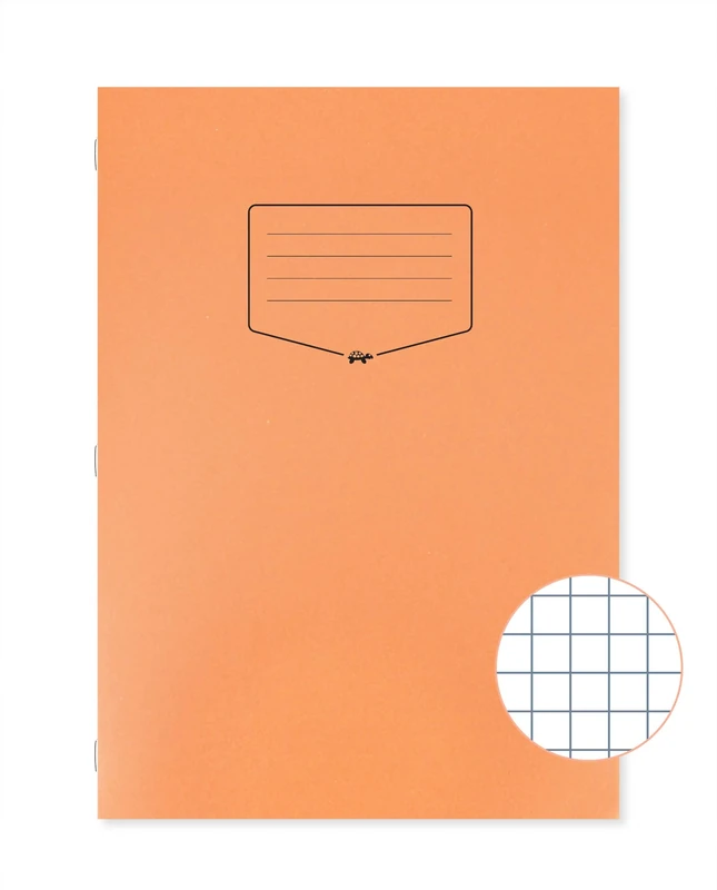 Silvine Tough Shell A4 Exercise Book, 80 Pages 7mm Squares, Orange Laminated Cover [Pack of 50]