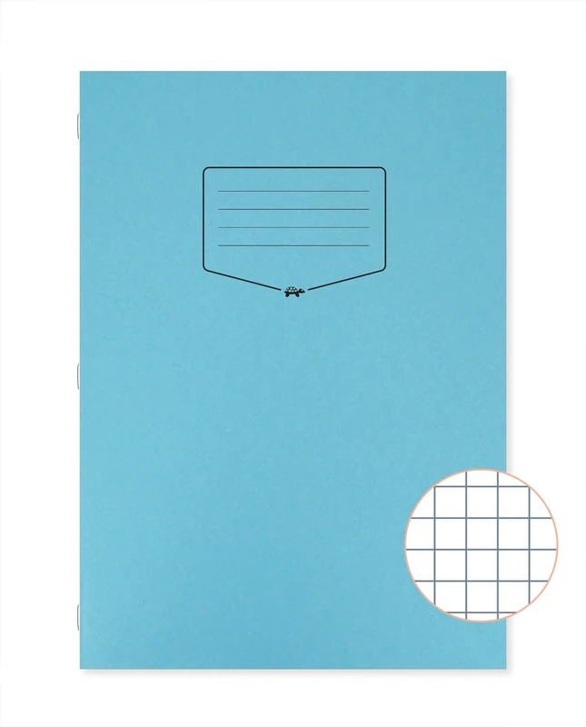 Silvine Tough Shell A4 Exercise Book, 80 Pages 7mm Squares, Blue Laminated Cover [Pack of 50]