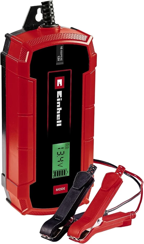 Einhell Battery Charger CE-BC 10 M (Intelligent Battery Charger with Microprocessor Control for a Wide Range of Battery Types, Including Car/Bike, Max. 10 Amp Charging Current)