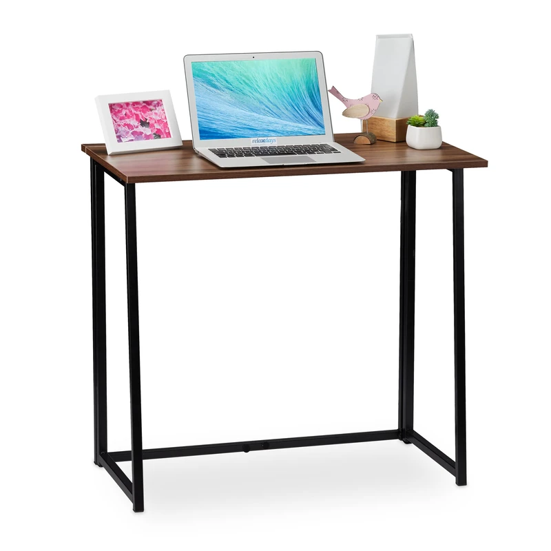 Relaxdays Foldable Desk, PC-Table To Fold, Space-saving Desk, Folding, Home Office, 74.5x80x45cm, Wood/Black