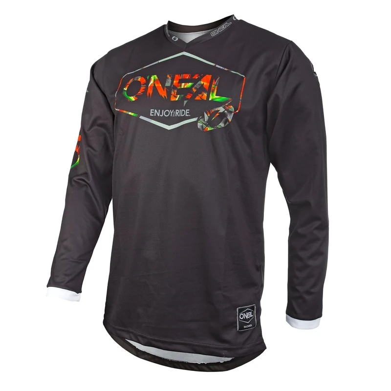O'NEAL | Motocross Jersey | Enduro MX | Breathable Fabric, Maximum Freedom of Movement, Extended Back | Jersey Mahalo | Adult | Black Multi | Size M