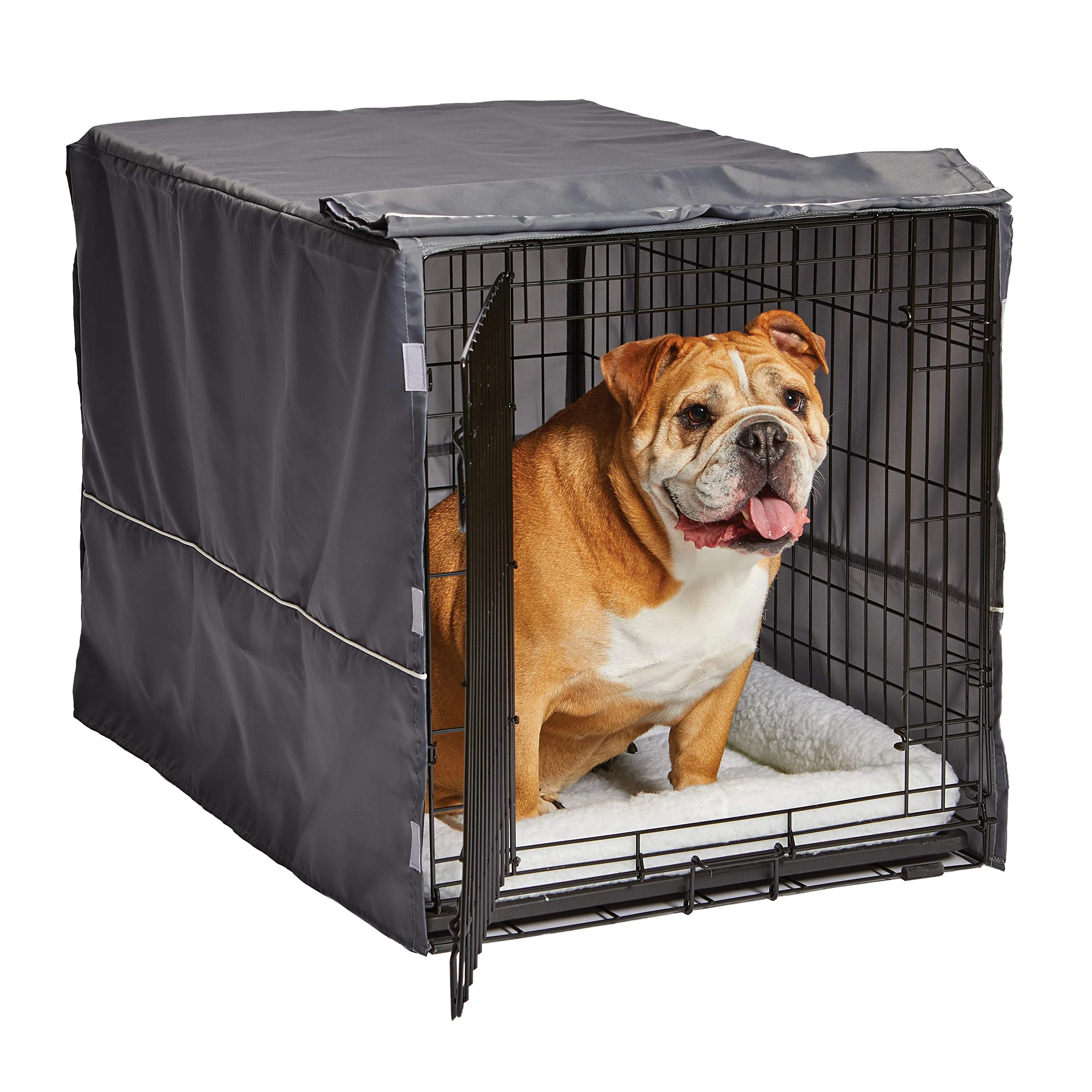New World Intermediate Dog Crate Cover, Polyester Privacy Kennel Cover Fits Most 91 cm Crates, Light Gray, Machine Washable, Reduces Barking & Chewing