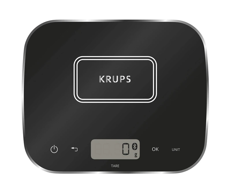 Krups Prep&Cook XF5548 Kitchen Scales Bluetooth Compatible with Prep&Cook and Cook4Me App Automatic Unit Conversion Black