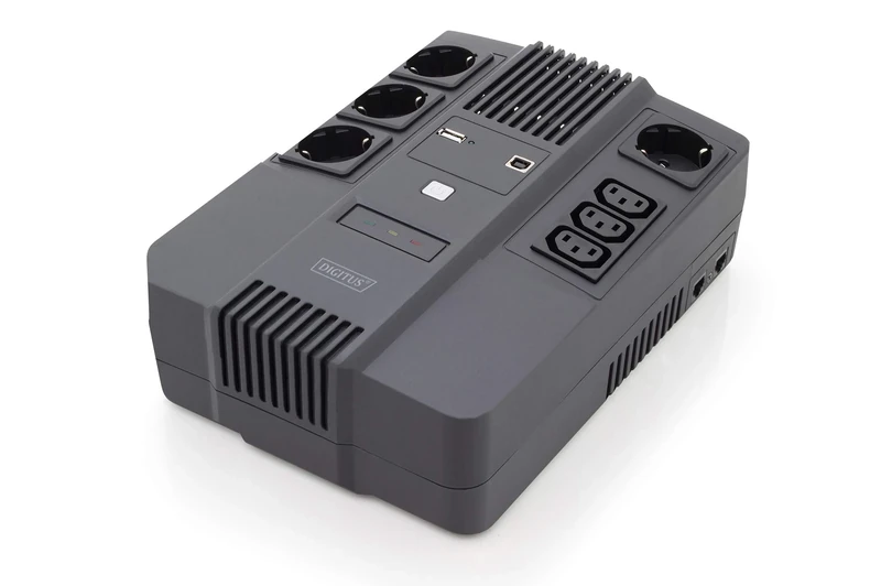 DIGITUS Uninterruptible power supply - All-in-one UPS system - 600VA 360W - Line-Interactive - AVR - 4 protective contact sockets - 3x C13 - UPS software - USB and RJ45 connections
