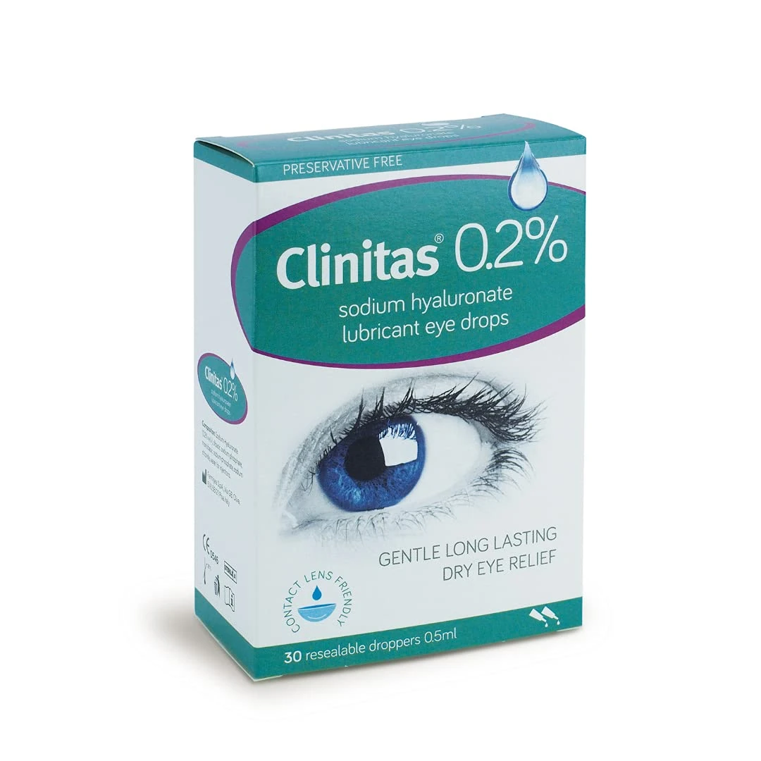 Clinitas 0.2% Soothe Eye Drops for Dry Eye. Suitable for Contact Lens wearers and Preservative Free for The Relief of Dry and Gritty Eyes 30 x 0.5 ml vials and Fully resealable