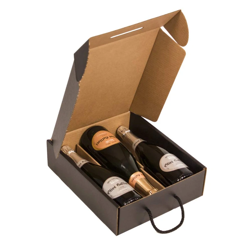Only Boxes Case for 3 Bottles | Cardboard Box for Champagne or Champagne | Matte Black Box | 4 Units - Image 1