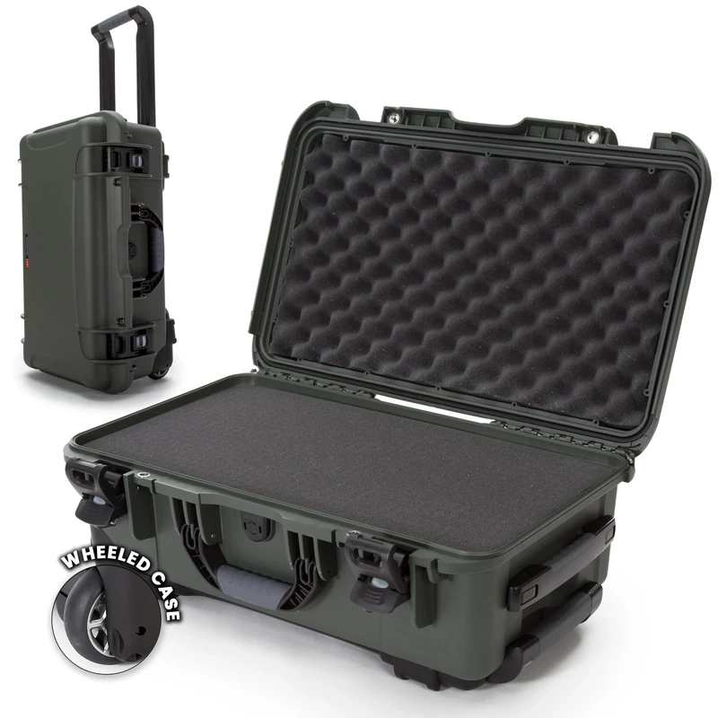 NANUK 935 Waterproof Carry-On Hard Case with Wheels, Cubed Foam and Lid Organizer - Olive