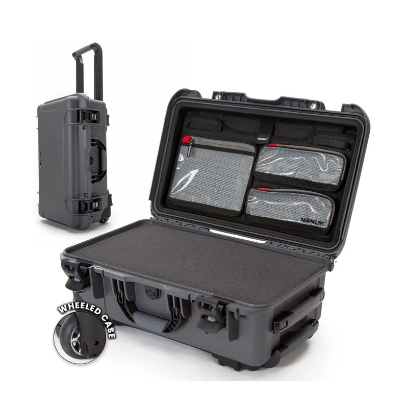 Nanuk 935 Waterproof Carry-On Hard Case with Wheels, Cubed Foam and Lid Organizer - Graphite