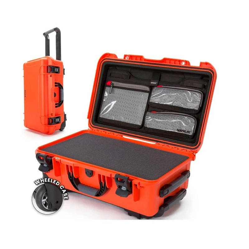 NANUK 935 Waterproof Carry-On Hard Case with Wheels, Cubed Foam and Lid Organizer - Orange