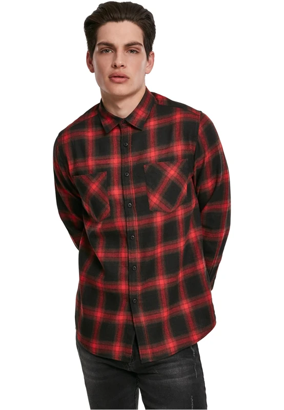 Urban Classics Men's Hemd Checked Flanell Shirt 6 Casual Shirt Not Applicable, Multicolour (Black/Red 02374), XXX-Large