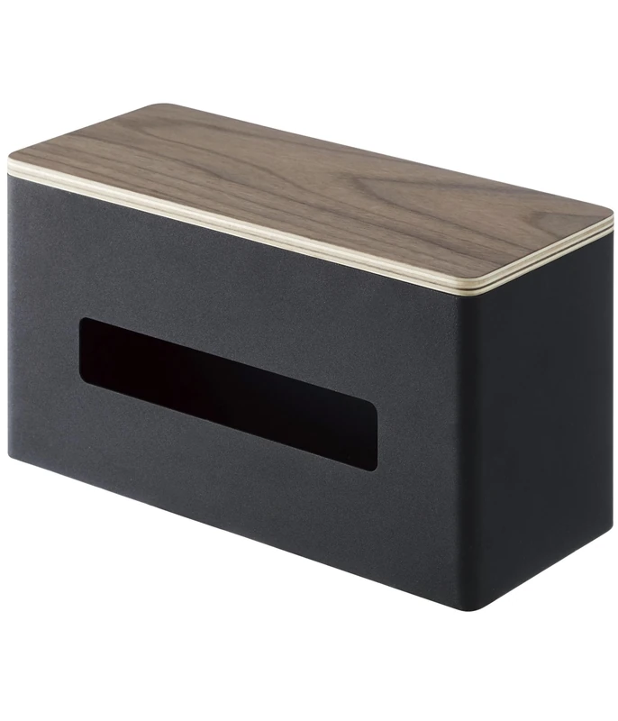 Yamazaki 4765 RIN Double-Sided Tissue Case, black, Steel/Plywood, Minimalist, 26 x 11 x 14 cm