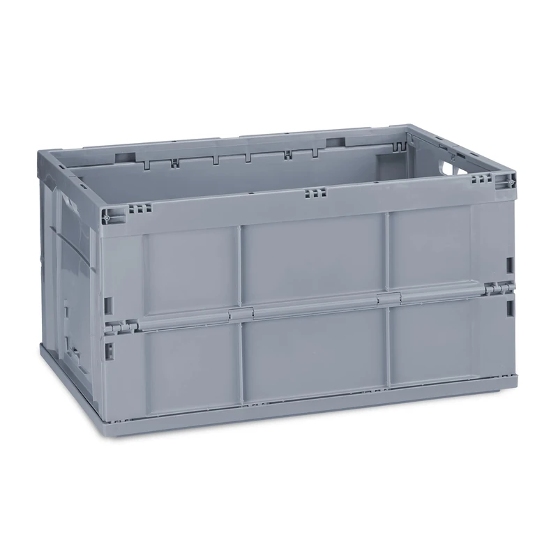 Relaxdays Professional Storage Box, Sturdy, Commercial Crate, Plastic, 31.5x58.5x40cm, Grey