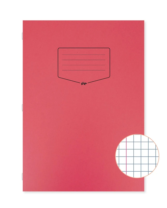 Silvine Tough Shell A4 Exercise Book, 80 Pages 5mm Squares & Margin, Red Laminated Cover [Pack of 50] EX152