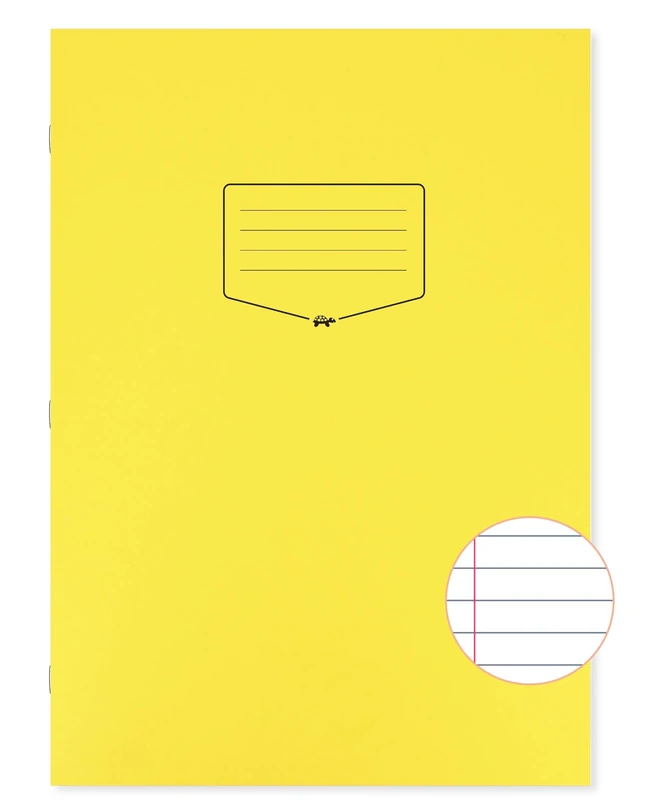 Silvine Tough Shell A4+ Exercise Book, 80 Pages 8mm Feint & Margin, Yellow Laminated Cover [Pack of 50],EX154