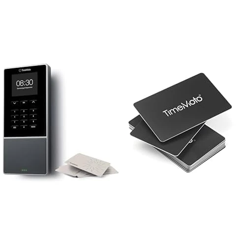 TM—616 Cloud-Based Employee Time Clock with Set of RFIS Badges and PIN, for Up to 200 Users, Worked Hours Reporting, Scheduling, Timesheets, Wi-Fi, App for iOS/Android