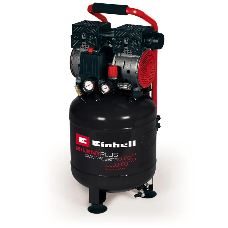 Einhell Silent Air Compressor 240V, 24L, 750W, 8 Bar, 116 PSI, Oil-Free Service-Free Motor, Pressure Reducer, Safety Valve TE-AC 24